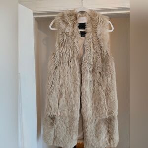 Club Monaco Faux Fur Vest in Beige